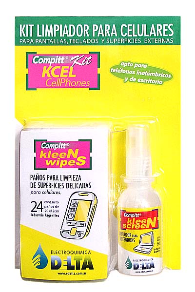 LIMPIADOR COMPITT KCEL (610988) KIT DE LIMPIEZA P/ CELULARES Y TELÉFONOS DELTA